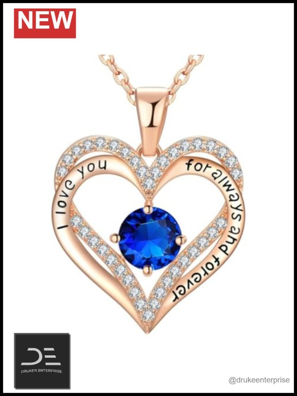 S925 Sterling Silver Layered Heart Pendant Necklace Cubic Zirconia 18-20"